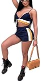 Women Sexy Two Piece Romper Outfits Spaghetti Strap Bra Crop Top Short Pants Set Tracksuit