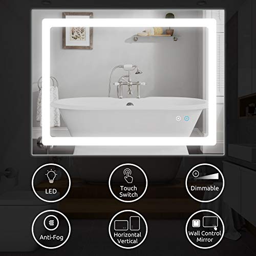 YOUDENOVA 24 X 32 Inch LED Bathroom Mirror, Wall Mounted Vanity Mirror