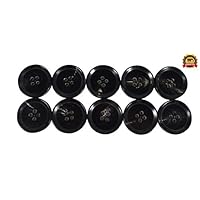 Set of 10 Premium Genuine Black Buffalo Horn Buttons 25mm 1 Inch for Pea Coats, Overcoats, Winter Coats