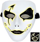 Circle Circle El Wire Glowing Mask Luminous LED Light Up Cool Christmas Halloween DJ Birthday Cosplay Death Grimace Masks for Festival Party Show (Light Green)