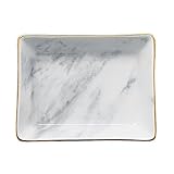 SOCOSY Marble Ceramic Ring Dish Jewelry Dish Ring Holder Jewelry Organizer with Golden Edged Home Decor Wedding Gift