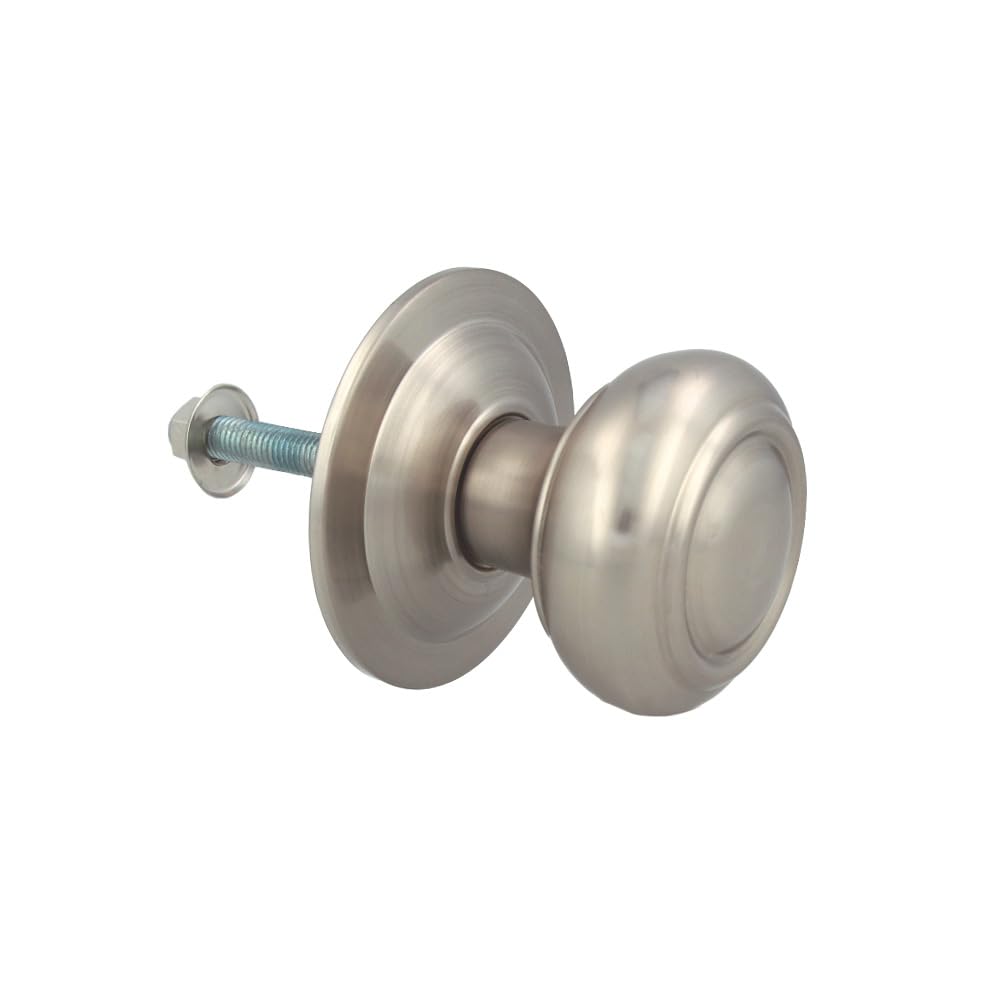 Amig - Door Knob Model 53 | Silver Round Brass with Matt Chrome Finish| for Exterior Doors | Diameter Handle Ø 70 mm | Height 73.5 mm | Includes Screw and Fixing Nut | Matt Chrome