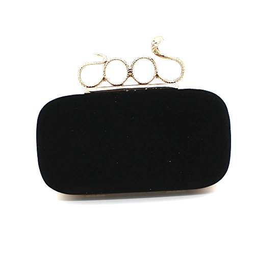 Kingluck Velvet Wedding/Special Occasion Clutches/Evening Handbags(More Colors) (black) - Thumbnail 3