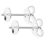 5 Pairs Sterling Silver 4mm Earrings Post | Earrings Stud Setting Pearl Cup W/ Earnut Safety Back #ss196