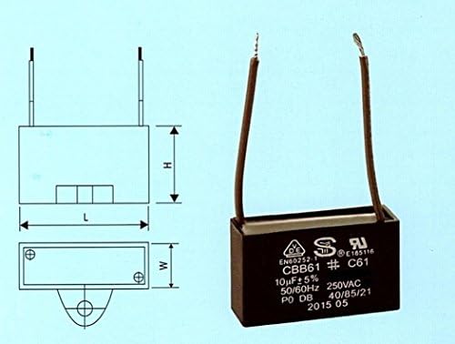 S.Y. Elec. CBB61 / C61 Fan Motor Capacitor 10uf 250VAC 2 Wire: Automotive