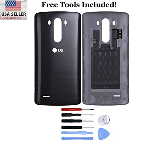 Battery Door Cover Back Housing with NFC Chip For LG G3 D855 Black + Tool Kit Unifix