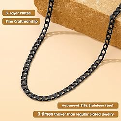 Suplight Chain Necklace Black Men 61cm, Punk Hip