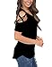Lookbook Store Women's Casual Crisscross Cold Shoulder Basic T-Shirt Blouse Tops