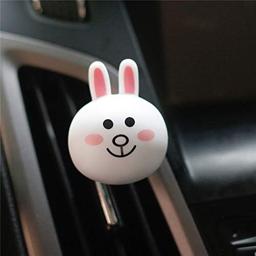 Car Perfume Clip Cute Cartoon Bear Dog Air freshener Automobiles Interior Decor Outlet Vent Fragrance Aroma Scent Smell Diffuser (Rabbit-Smile)