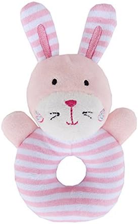 Gogoboi Fluff Animal Hand Rattle Toys for Baby 0-1 Years (Pink Rabit)