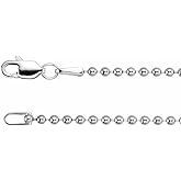 Sonia Jewels 14k White Gold 1.8m Hollow Bead Chain Necklace Secure Lobster Clasp Closure 16" (Width = 1.8mm)