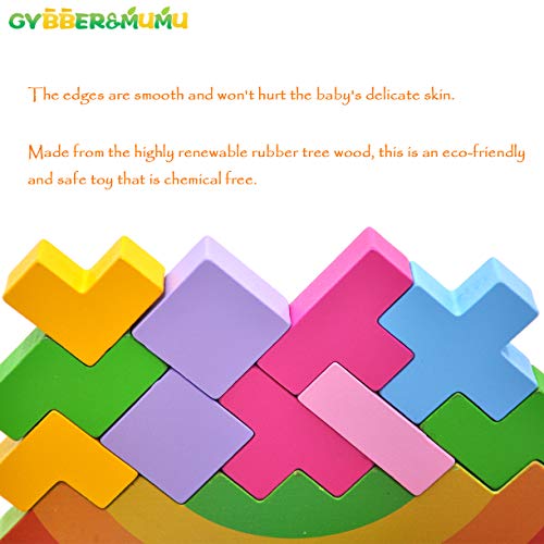 GYBBER&MUMU Colorful Wood Building Blocks Stacking Balance Game Toys Learning Educational Toys 21 Piece