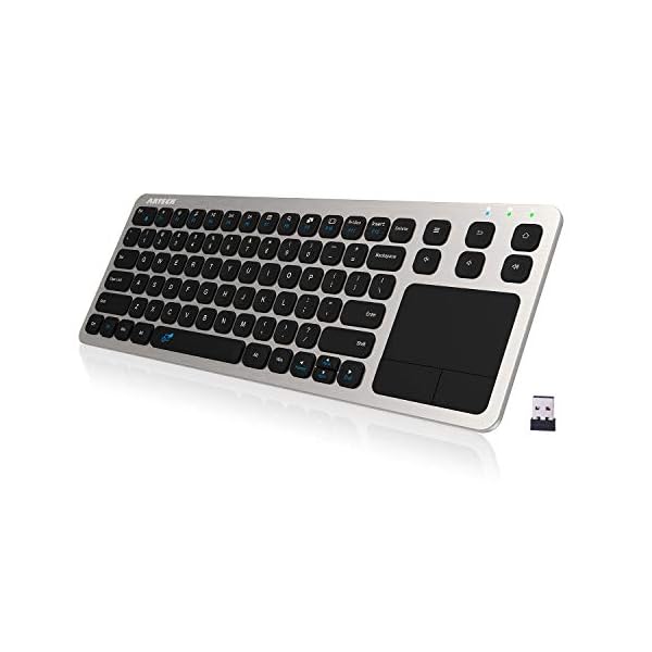 Arteck-24G-Wireless-Touch-TV-Keyboard-with-Easy-Media-Control-and-Built-In-Touchpad-Solid-Stainless-Steel-Ultra-Compact-Full-Size-QWERTY-UK-Layout-Keyboard-for-TV-Connected-Computer-Smart-TV-HTPC Arteck 2.4G Wireless Touch TV Keyboard with Easy Media Control and Built-In Touchpad Solid Stainless Steel Ultra Compact…