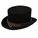 100% Wool Victorian Western Steampunk Costume Top Hat with Leather Band and Chain