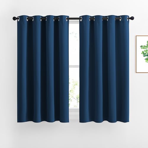 NICETOWN Blackout Curtains and Drapes for Kitchen - Thermal Insulated Solid Grommet Top Blackout Panels/Draperies for Kid's Room (1 Pair, 52 x 54 inches in Moroccan Blue)