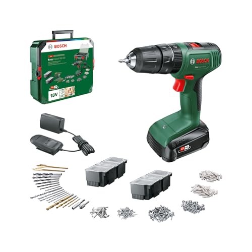 Bosch Akku Schlagbohrschrauber EasyImpact 18V-40 (Schrauben, Bohren in Holz, Metall und Kunststoff; Schlagbohren in Mauerwerk; 241-teiliges Bit-Set; 1