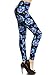 Leggings Depot High Waisted Floral & Space Print Leggings for Women-Full Length-R604, Blue Hibiscus, Plus Size