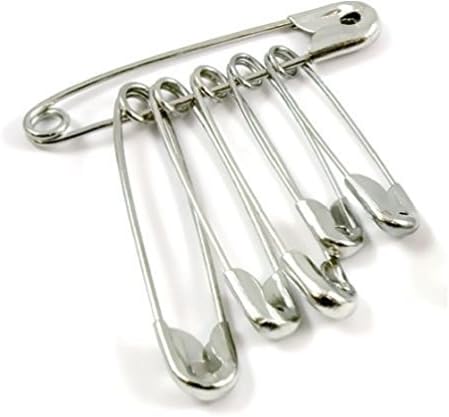 125 Assorted Safety Pins Pack Large Medium Small Silver Chrome Sewing Craft Uk