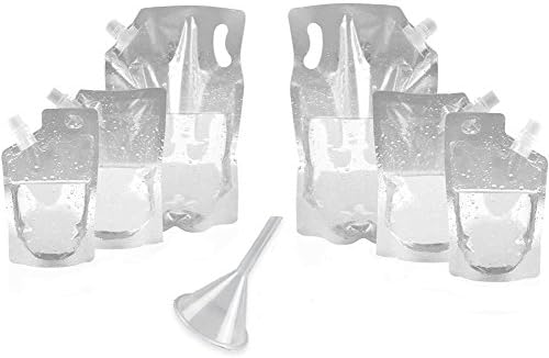 Willcomes Hidden Camping Plastic Travel Flasks for Reusable Alcohol Cruise Liquor Flask Spirits Wine Concealable with Funnel(2 X 8oz,2 X 16oz,2 X 52oz)