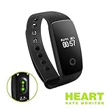 Fitness tracker ID107 High Accuracy Signal Heart Rate Monitor Activities Record with Waterproof Full Touch Screen Bluetooth 4.0 Smart Bracelet For IOS and Android (black)