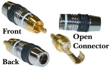 24K Gold Premium RCA Connector for 7mm Cable, White Band