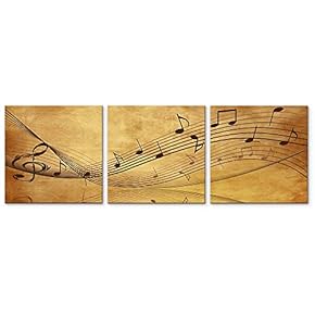 3 Panel Canvas Wall Art Music Note Pictures Home Wall Decorations for Bedroom Living Room Paintings Canvas Prints Framed - 12"x12"x3 Panels