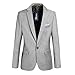 VOBAGA Men's Slim Fit Casual One Button Suit Blazers Grey XXL