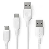 USB Type C Cable, RAVPower USB A to USB C Charger (3ft, 6ft), 2 Pack Fast Charging Cord for Samsung Galaxy S9 S8 Plus Note 8, Google Pixel, LG V30 G6 G5, Nintendo Switch, OnePlus and More (White)