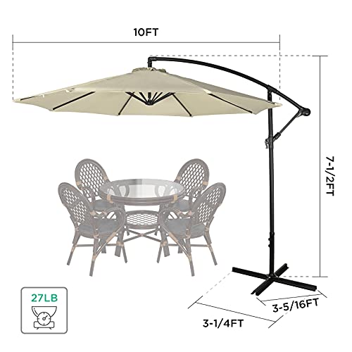 HAUSHOF 10FT Patio Umbrella, Outdoor Offset Hanging Cantilever Umbrella, Waterproof & UV Protection, Easy Assembly and Quick Tilt Adjustment, For Garden, Seaside, Pool, Yard