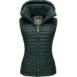Navahoo Shadaa gewatteerd vest voor dames, licht vest, overgangsjas met afneembare capuchon, XS-3XL
