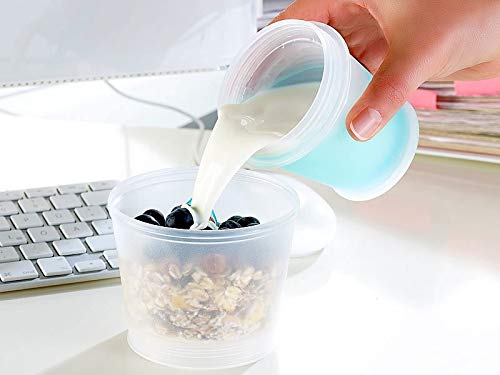 Rosenstein & Söhne Müsli-Lunchbox: 2er-Set Müsli-to-go-Becher mit Milch-Kühlfach & Löffel (Dose zum Mitnehmen, Joghurtbecher mit fach, Kühlung) – Bild 6