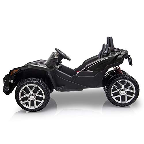 bable 2 (Two) Seater Kids Car Ride On Car Truck with 2.4G R/C Parental Remote Control, 12V Kids Electric Car Motorized Vehicles with USB/MP3 Music Player Bluetooth FM Radio and LED Lights - Black - Thumbnail 2