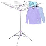 Topeakmart Foldable Clothesline Outdoor Drying Rack Four Legs Sliver - Hang Wet or Dry Laundry