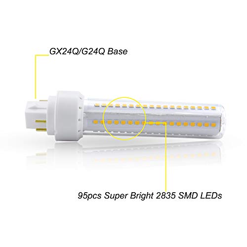 Lustaled Gx24 LED Bulb, 12W Gx24q/G24q 4-Pin Base PL Recessed Light 26W Daylight 6000K Compact Fluorescent Lamp Replacement for Ceiling Light Downlights Wall Sconce, 4-Pack (Remove/bypass the Ballast)