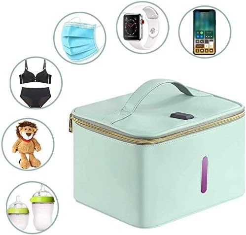 UVC Sterilizer Bag,Portable Sterilizer Box,USB Rechargeable LED UV Disinfection Bag for Baby Bottle/Underwear/Toothbrush/Beauty Tools/Toys/Jewelry (Light green)