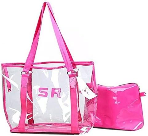 Amazon ビビショー プールバッグ ビーチ バッグ レディース 大きい 透明 おしゃれ スイムバッグ ビニールバッグ 防水 クリア トート 海 ビーチグッズ Free ピンク ビビショー ハンドバッグ