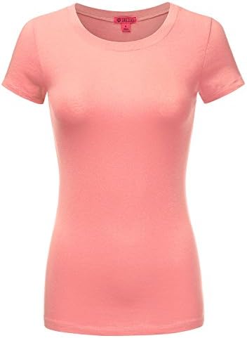 Women's Basic Solid Short Sleeve Crewneck T-Shirt CORAL S