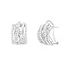 Mia Sarine Womens Cubic Zirconia Crossover Bypass Half Hoop Earrings in Rhodium over Sterling Silver