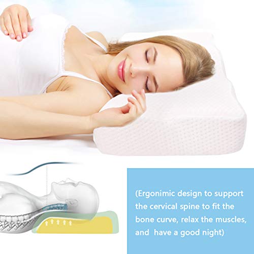 Memory Foam Pillow Neck Support Pillow for Sleeping Ergonomic Contour Pillow for Side Back and Stomach Sleepers Anti Snore for Men Women