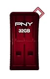 PNY Micro Sleek Attache 32GB USB 2.0 Flash Drive, Red (P-FDU32GSLK/RED-GE)