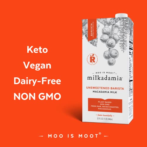 milkadamia Macadamia Milk Unsweetened Barista 32 Fl Oz (Pack of 6