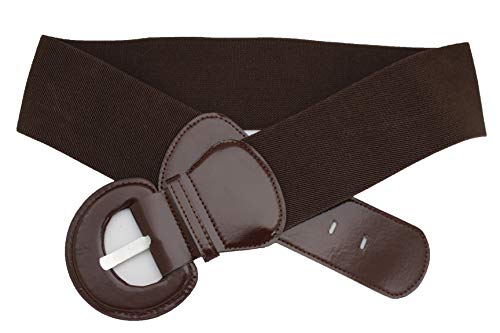 TFJ Women Casual Fashion Wide Stretch Belt Hip High Waist Brown Chocolate Color Size M L XL