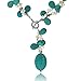 Gem Stone King 24 Inch Simulated Turquoise Color and White Cultured Freshwater Pearl Necklace with Toggle Hook