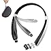 Foldable Bluetooth Headset,URWILL Wireless Neckband Headphones with Retractable Earbuds, Bluetooth Sweatproof 4.1 Stereo Earphones Built-in Mic,Handsfree Calling Bluetooth Devices White
