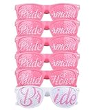 [6 PACK] Bachelorette Party Wedding Sunglasses Set for Bridal Party - Bridal Party Glasses Favors - Fun Photo Props Novelty Ideas (Pink)