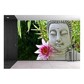 The Buddha with Lotus Flower - Removable Wall Mural | Self-Adhesive Large Wallpaper - 66x96 inches