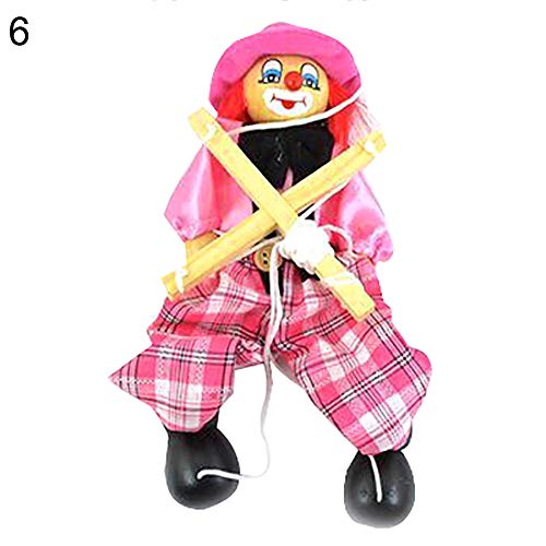 HsgbvictS Toys for All Ages Kids Pull String Clown Puppet Wooden Marionette Handcraft Toy Joint Move Doll Colorful, Pull String Design, Kids Toy - Pink