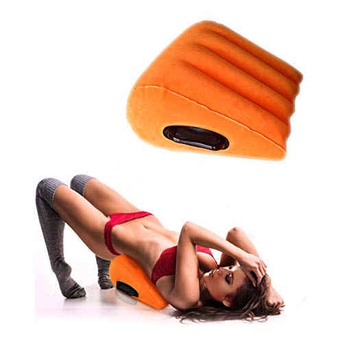 Sex Pillow Wedge Position Cushion Triangle Pillow Misstu Sex Furniture Inflatable Ramp for Couples Deeper Penetration Women Men Relaxation (Orange)