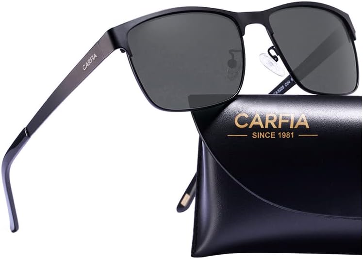 Gafas de sol para Hombre con Protección UV Polarizadas de Espejo para Conducir Senderismo Béisbol,Montura Cuadrada