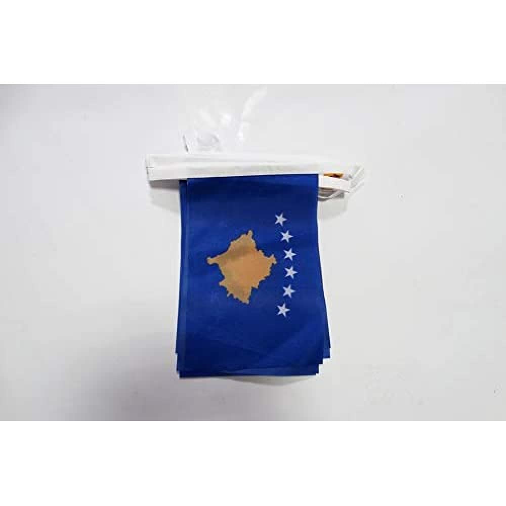 AZ FLAG Kosovo Bunting Flag, 20 Ft Garland with 20 Small Kosovar Flags 8'' x 6'', 100% Polyester String Pennant, 6 meters — image 1